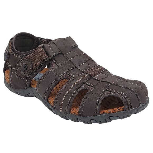 Nunn Bush Men Rio Bravo Fisherman Sport Sandals Size US 10W Brown Faux Leather - Picture 1 of 5